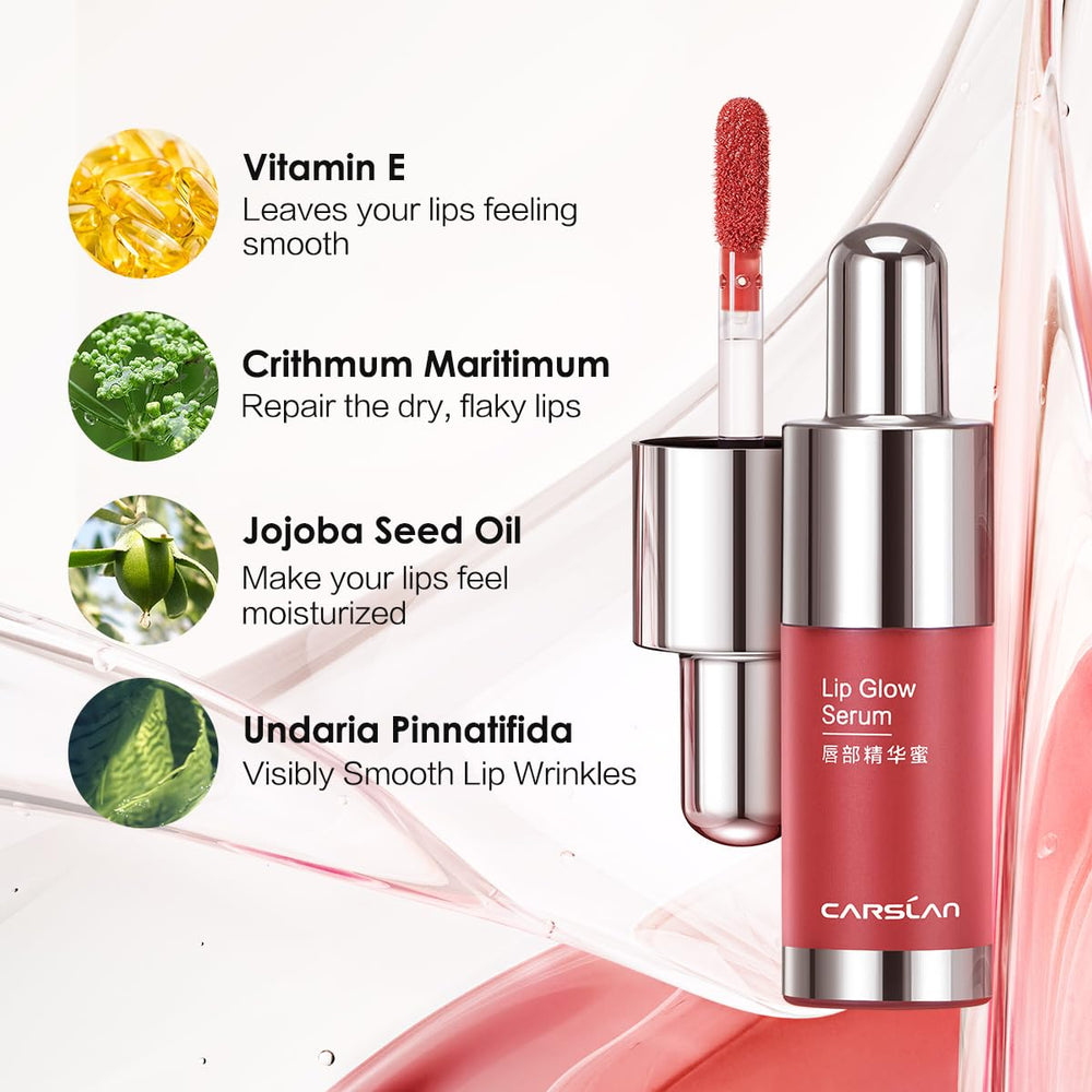 CARSLAN Hydrating Lip Gloss Serum close-up highlights glossy, plump look