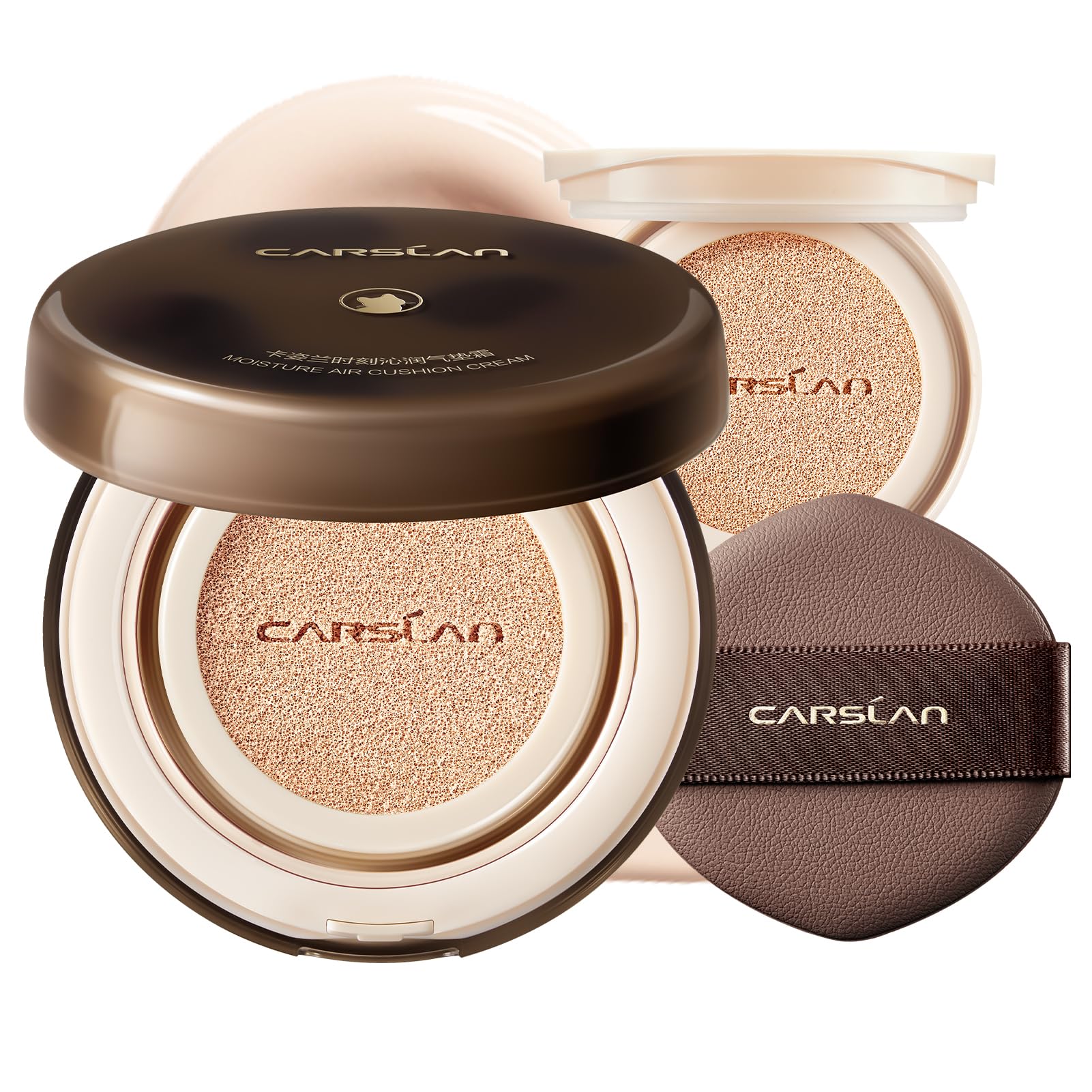 CARSLAN lasting air cushion compact close-up shows smooth coverage potential.