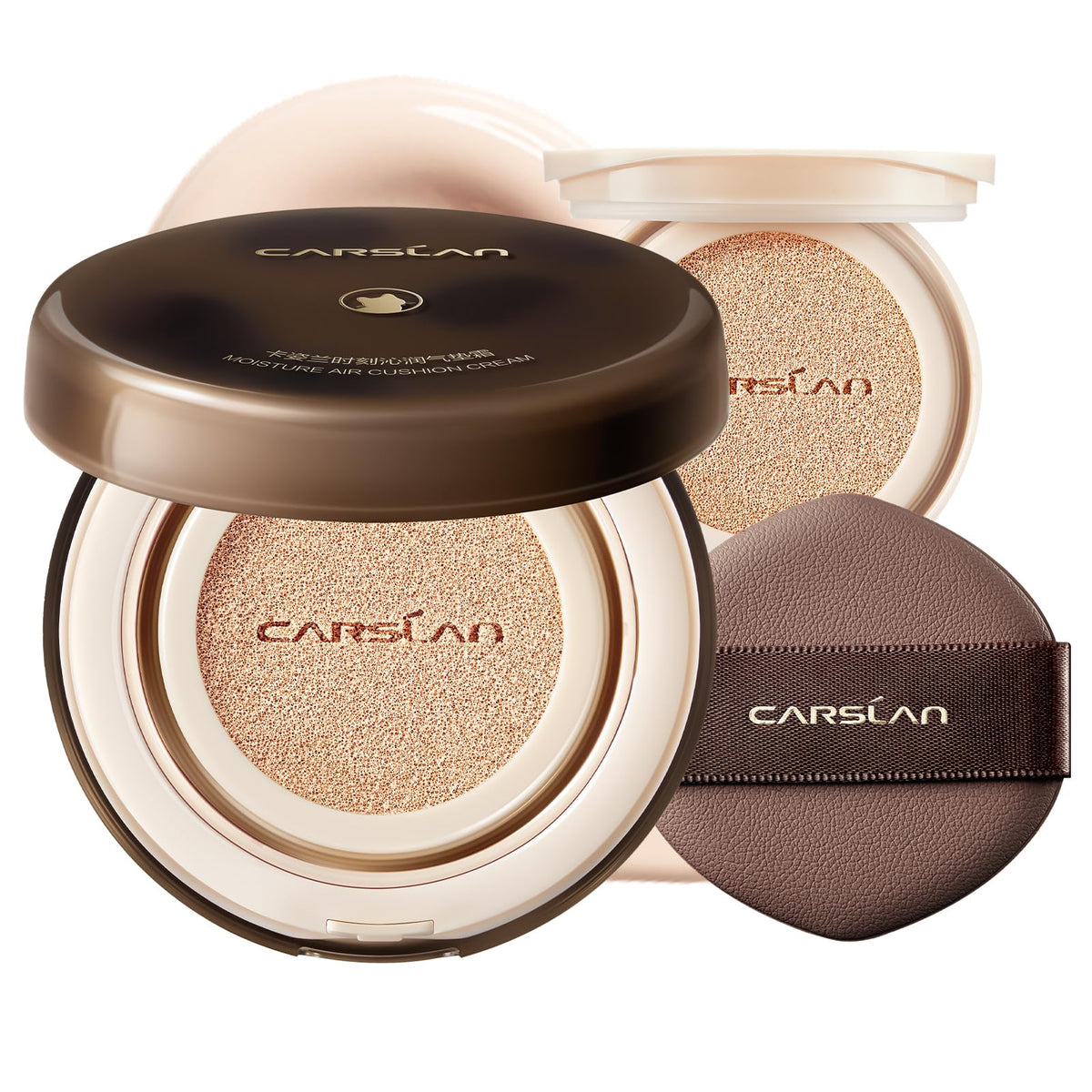 CARSLAN lasting air cushion compact close-up shows smooth coverage potential.