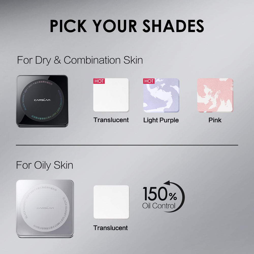 CARSLAN sleek two-layer compact design with mirror and puff.