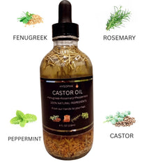 Castor Oil Hair Growth with Fenugreek demonstrates strengthened-looking strands.