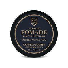 Caswell-Massey Fiber-Style pomade bottle shows natural matte finish for daily styling.