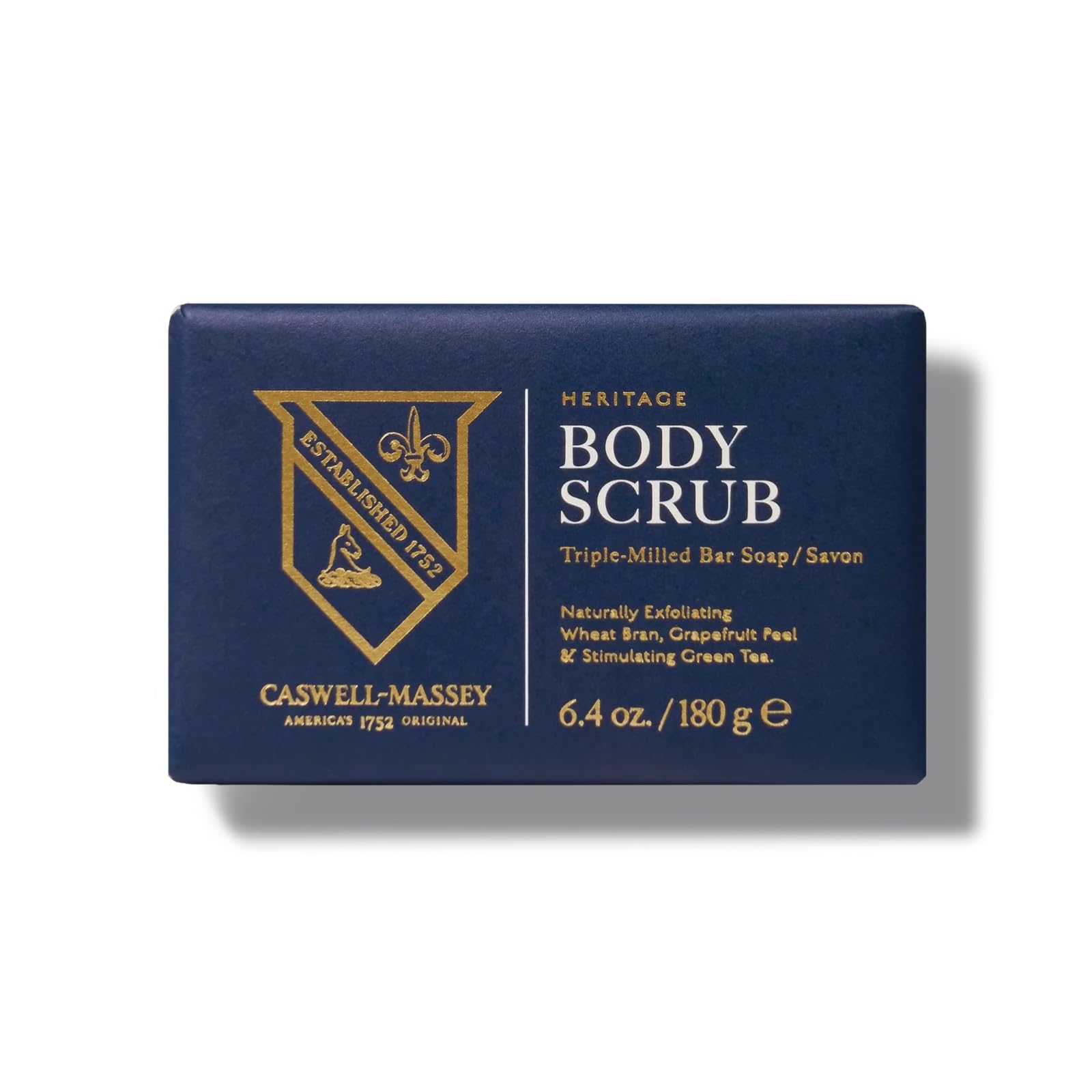 Caswell-Massey Heritage Body Scrub Bar with grapefruit peel exfoliation for smoother skin.