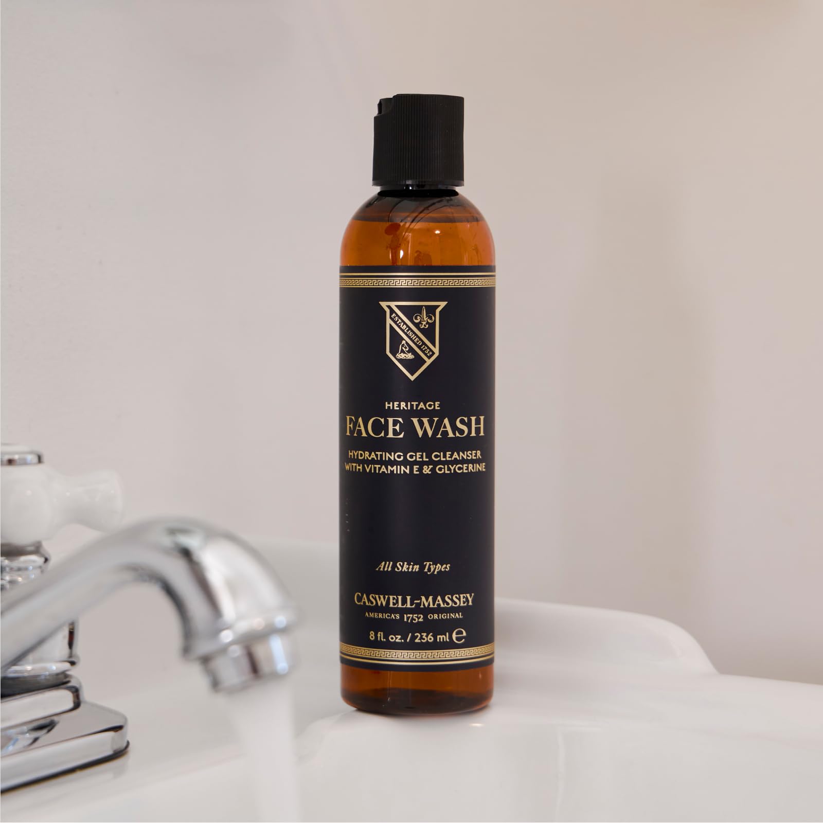 Caswell-Massey Heritage Face Wash Gel foaming texture for gentle cleansing.