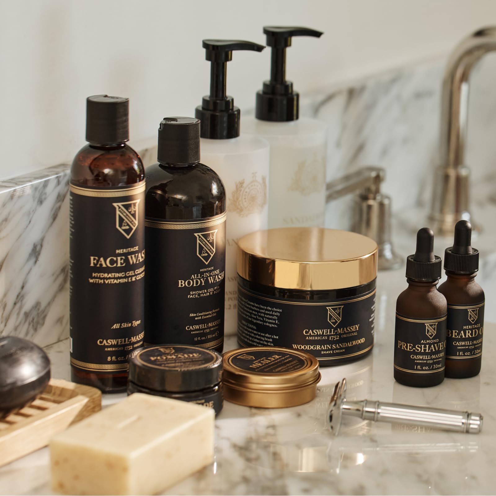 Caswell-Massey Heritage Face Wash Gel ingredients include Vitamin E and orange oil.