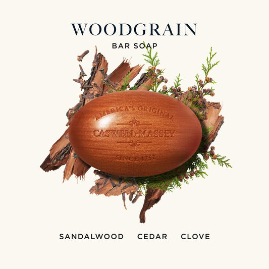 Caswell-Massey triple-milled sandalwood bars close-up showing texture