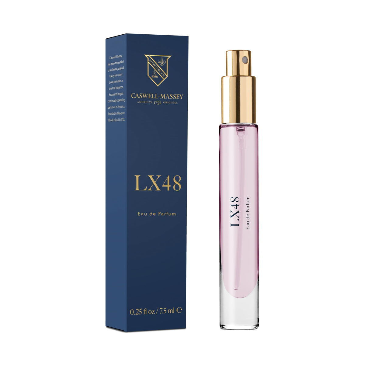 Caswell-Massey LX48 bottle front view shows premium packaging and fragrance appeal