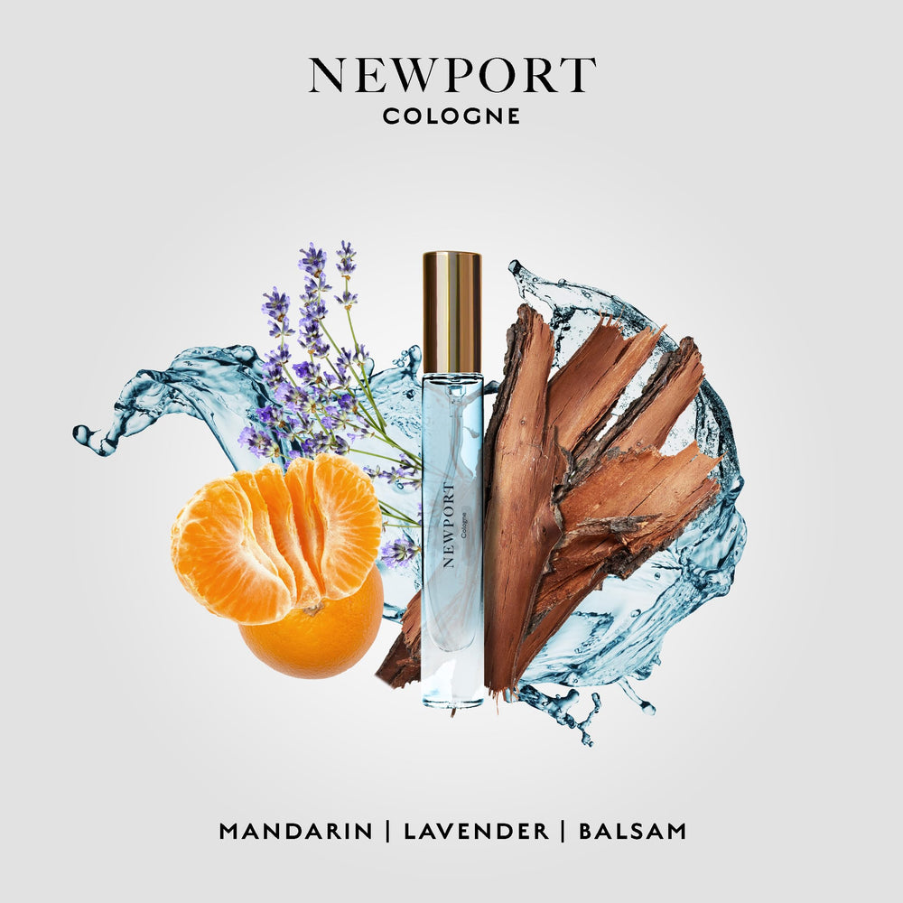Caswell-Massey Newport Cologne bottle, refreshing aquatic scent for coastal-inspired days.