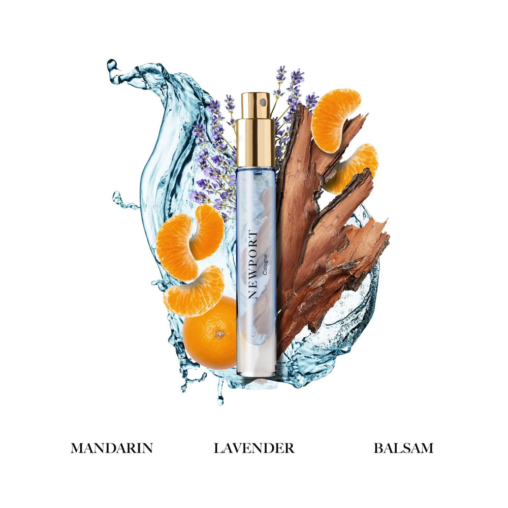 Caswell-Massey Newport travel vial highlights compact design for on-the-go scent.
