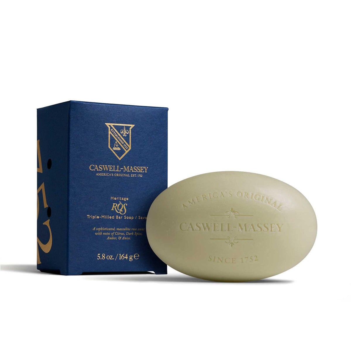 Caswell-Massey ROS bar soap packaging highlights gift-ready presentation