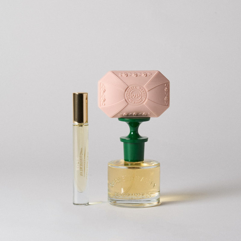 Caswell-Massey Rose Perfume eco packaging with FSC-certified materials.