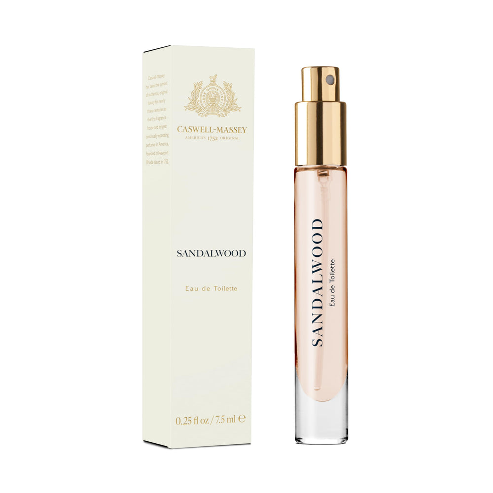 Caswell-Massey Sandalwood mini vial, ideal for travel samples and gifting.