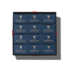 Caswell-Massey Woodgrain Sandalwood bars front view showing luxury packaging