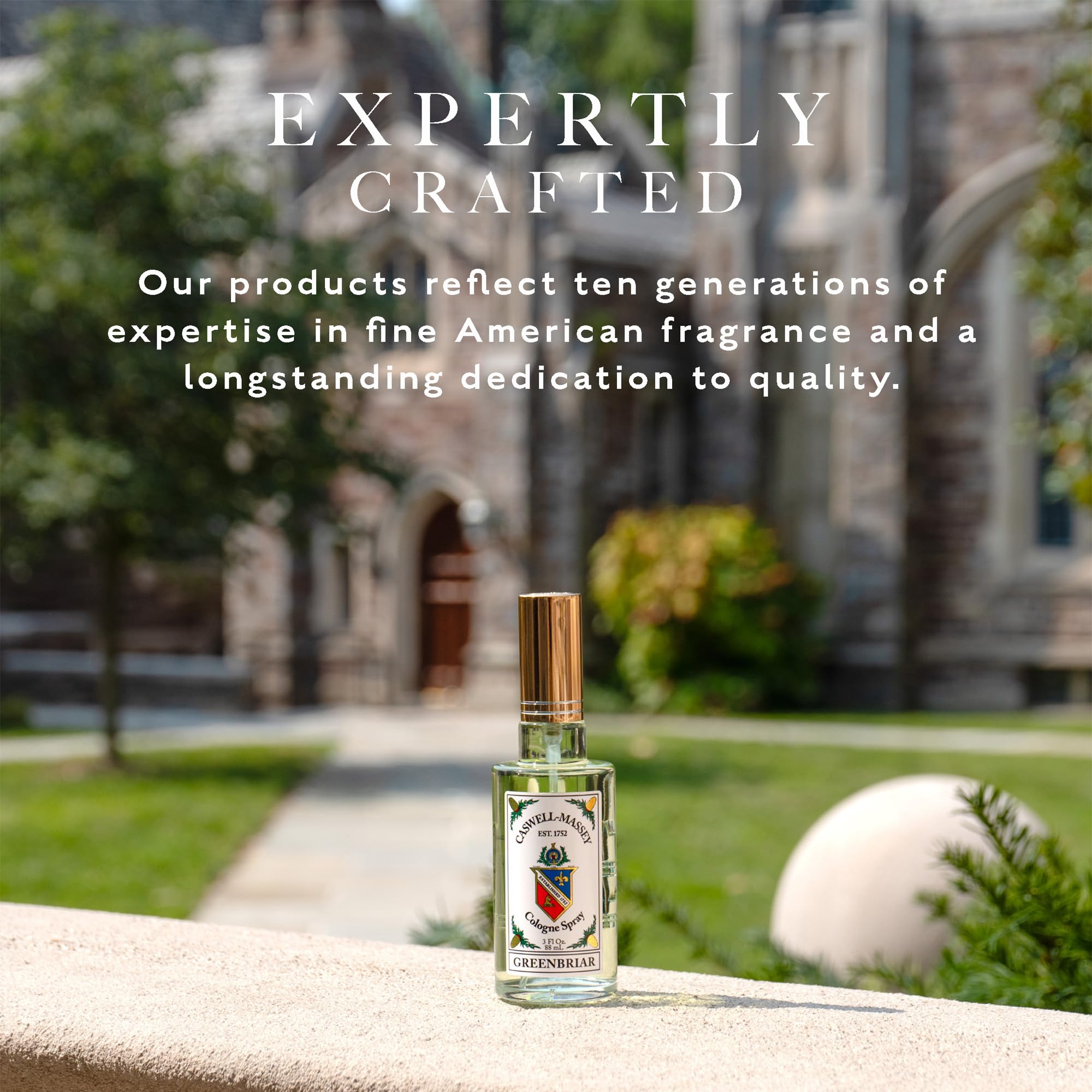 Caswell-Massey sandalwood bottle pour releasing warm, spicy notes for daily wear