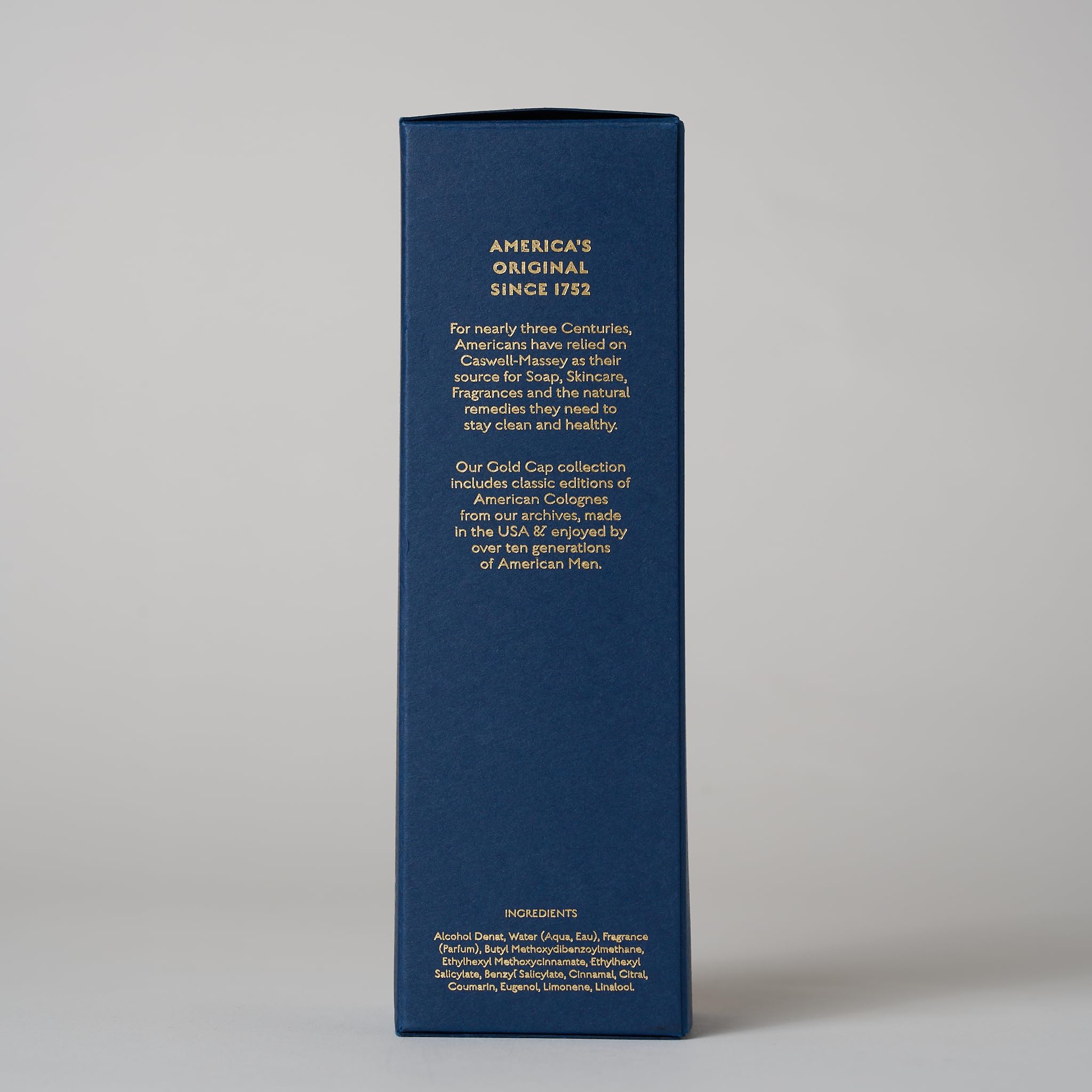 Gift-ready Caswell-Massey Woodgrain Sandalwood bottle in elegant packaging