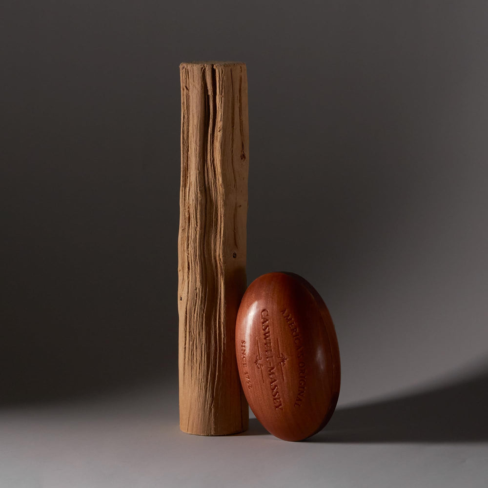 Caswell-Massey Woodgrain Sandalwood ingredients panel highlights plant-based formula
