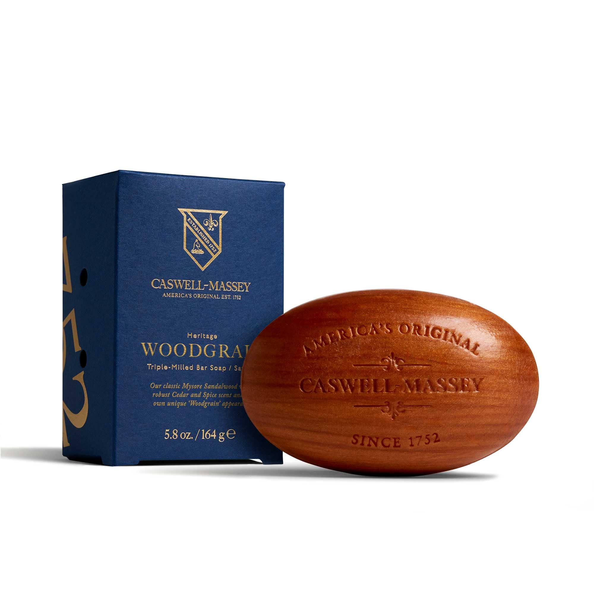 Caswell-Massey Woodgrain Sandalwood soap bar texture for moisture-rich cleansing