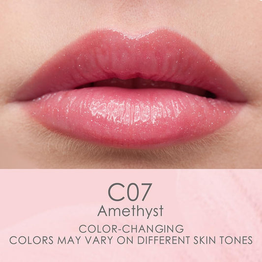 Catkin Amethyst tint swatch demonstrates adaptive lip color for a subtle glow.