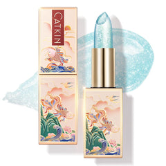 Catkin Mermaid lip balm in couture case with color-changing glow.