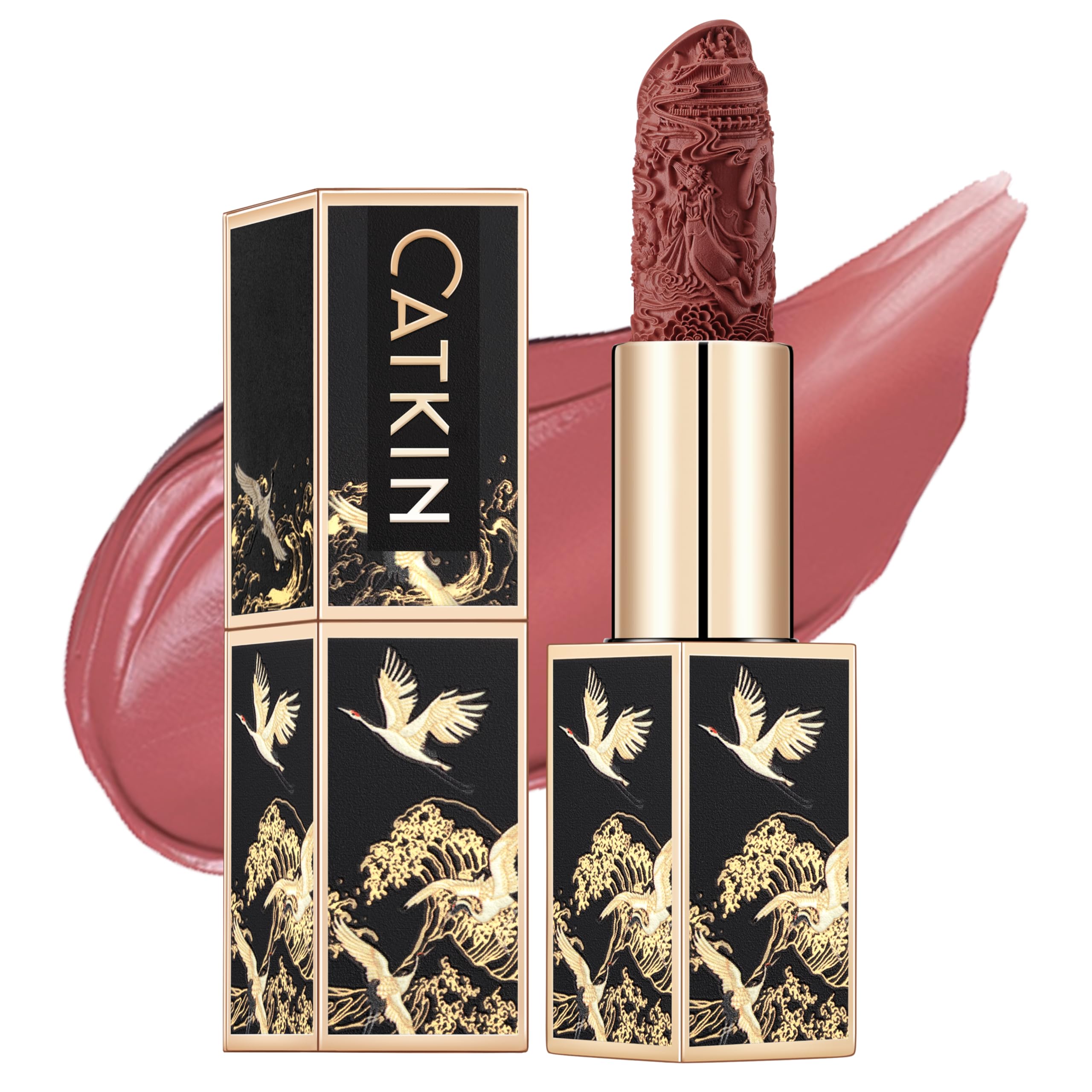 Catkin Moist Lipstick packaging in Rose Glow 136 showing premium finish and gift appeal