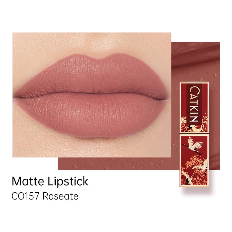 Catkin Moist Lipstick color payoff on lips with buildable coverage for day-to-night looks