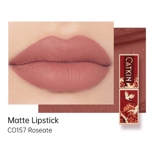 Catkin Moist Lipstick color payoff on lips with buildable coverage for day-to-night looks