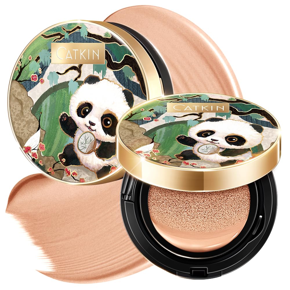 Catkin Panda Land full-coverage cushion compact showing smooth finish for all-day wear.
