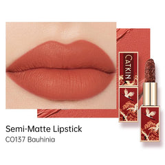 Catkin Rouge Matte Lipstick packaging close-up highlights sleek design and premium finish.