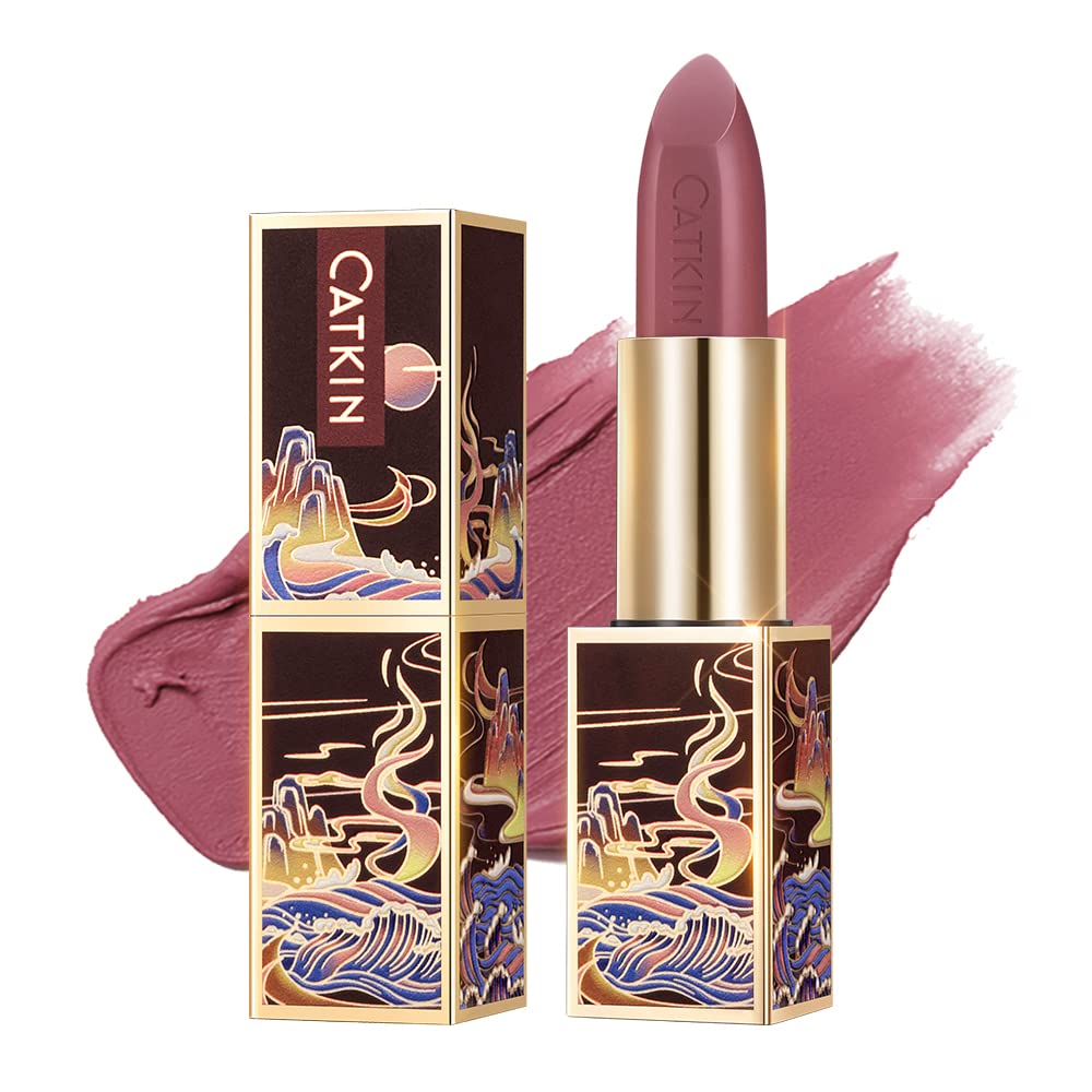 Catkin semi-matte lipstick 167 cap close-up highlights premium gifting packaging