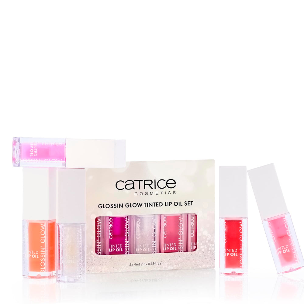 Catrice Glossin' Glow lip oil pink swatch with luminous shine and hydration for everyday wear