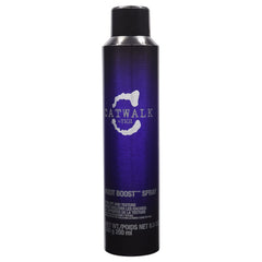 CATWALK by TIGI Root Boost Spray bottle demonstrates targeted root lift for fuller styling