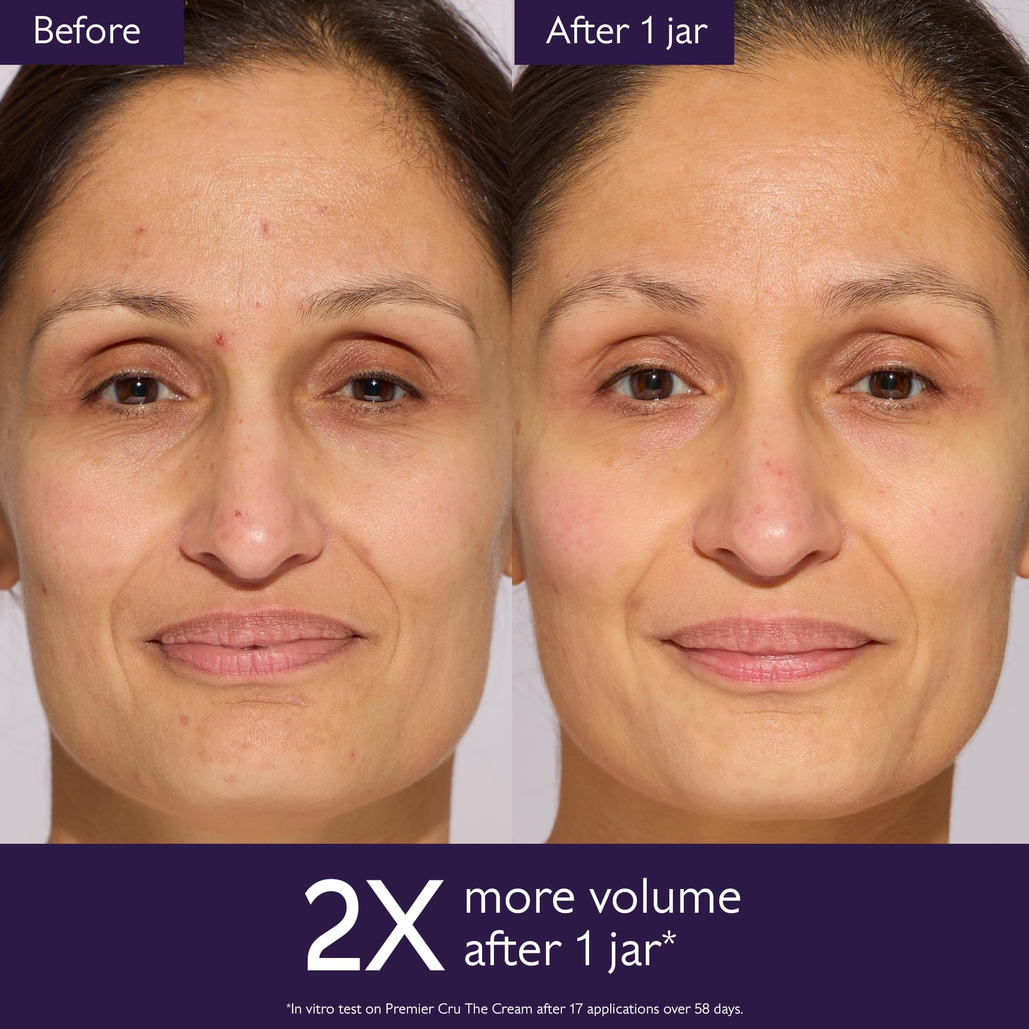 Caudalie Premier Cru application on forehead targeting wrinkles and smoothness