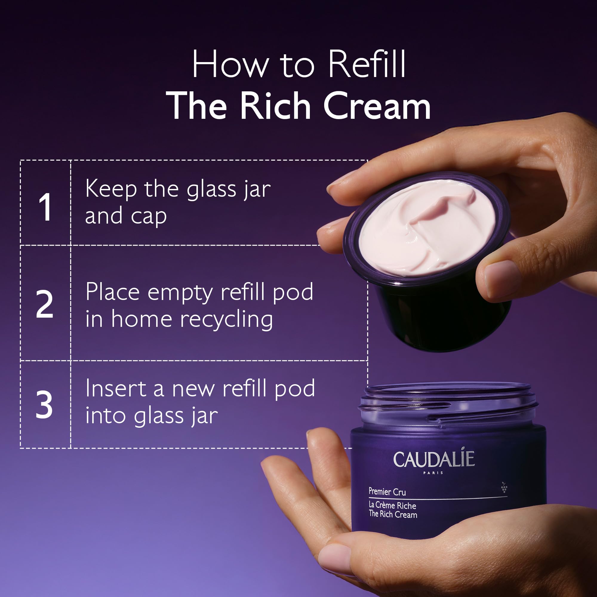 Caudalie Premier Cru Rich Cream packaging on vanity with other products