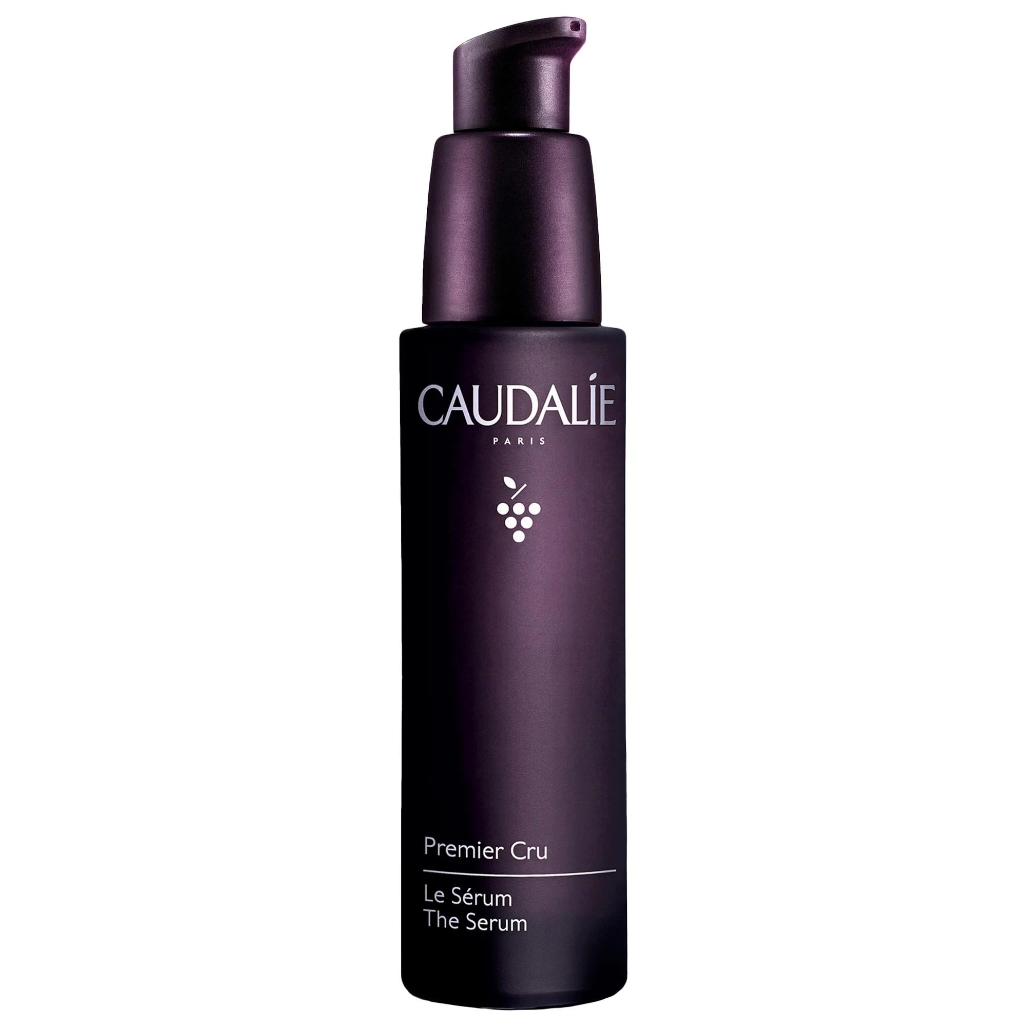 Caudalie Premier Cru serum bottle close-up, premium packaging for luxury skincare.