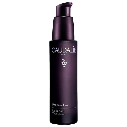 Caudalie Premier Cru serum bottle close-up, premium packaging for luxury skincare.