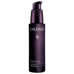 Caudalie Premier Cru serum bottle close-up, premium packaging for luxury skincare.
