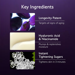 Caudalie Premier Cru serum label detail emphasizes Longevity Patent.