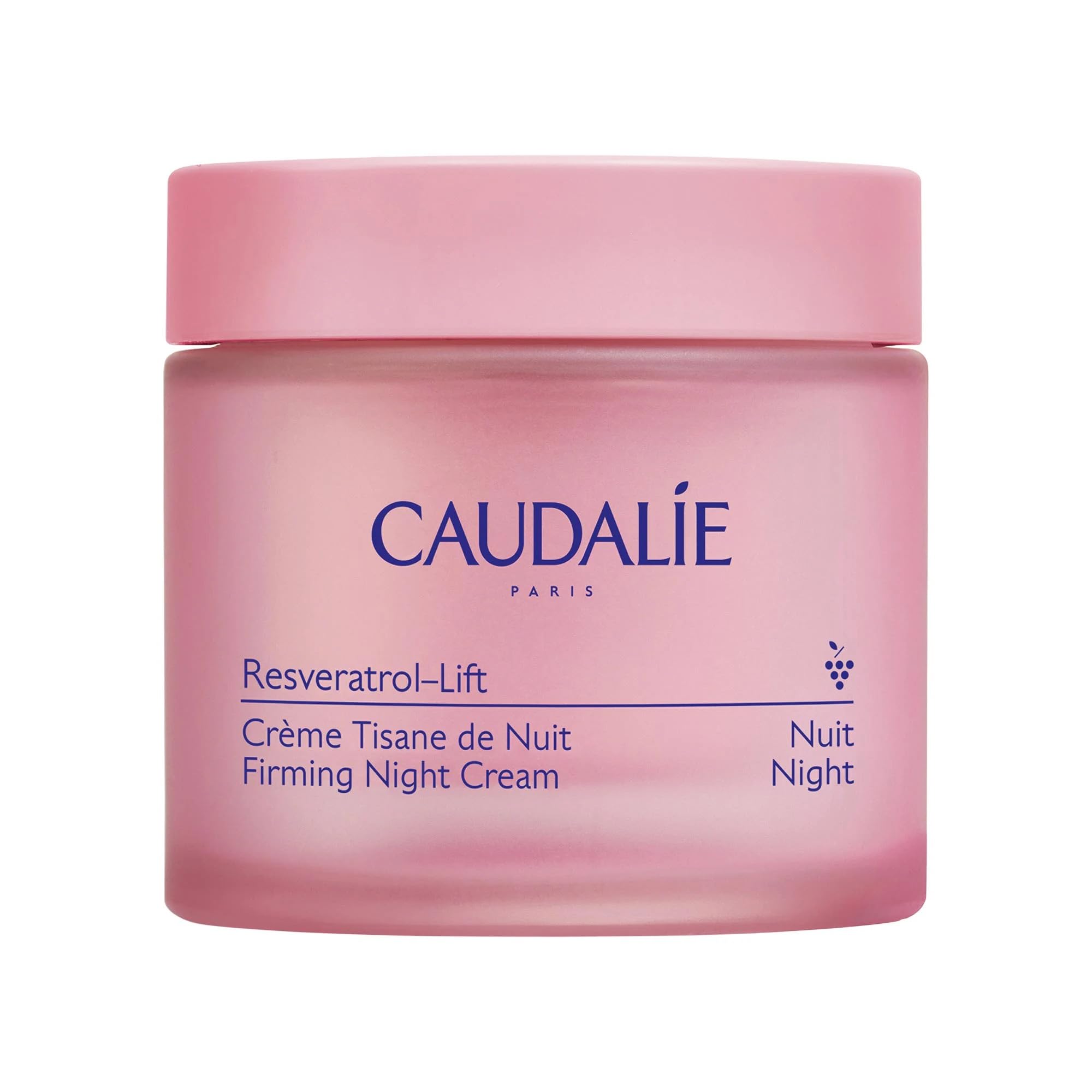 Caudalie Resveratrol-Lift night cream jar front view for firming overnight care