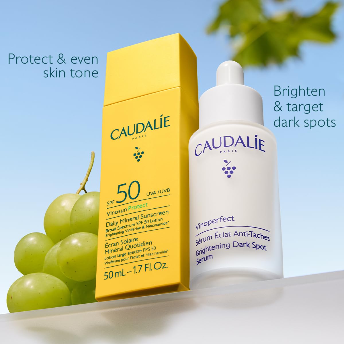 Caudalie Vinosun Protect vegan badge indicates plant-based formulation.