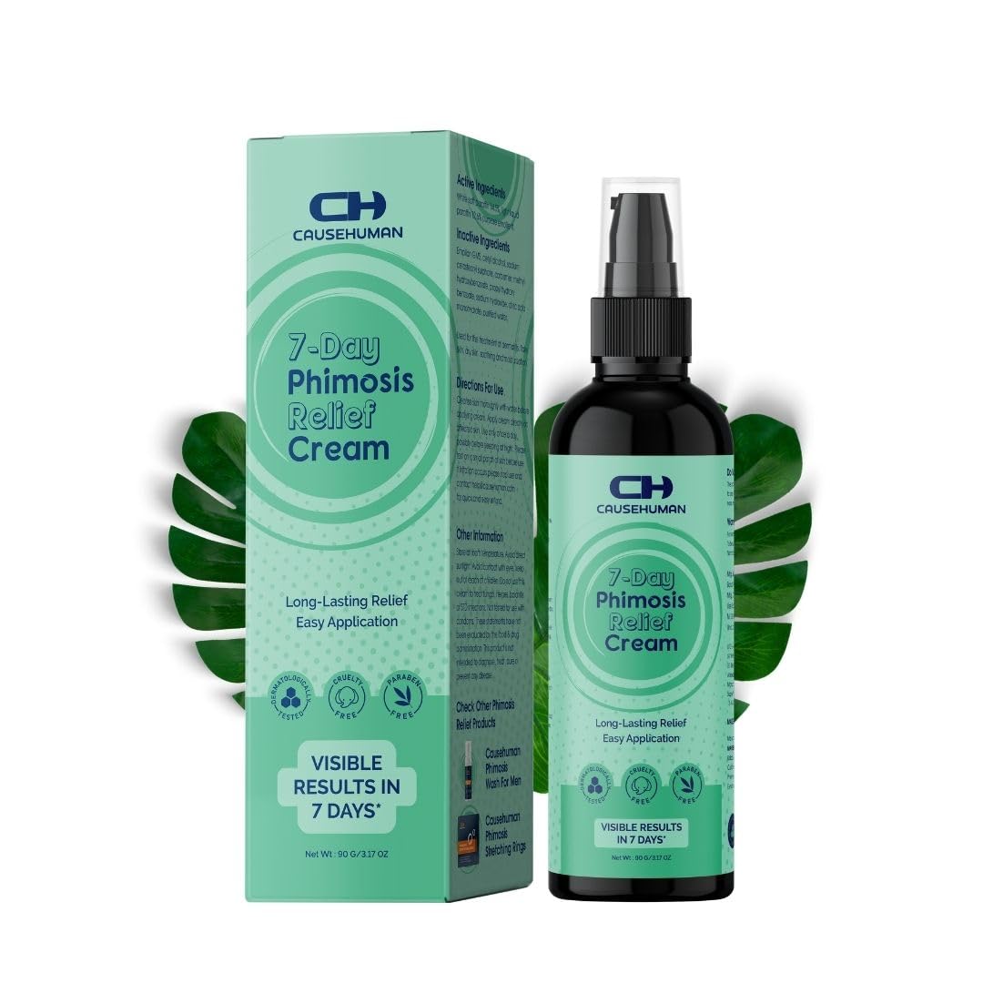 Cause Human 7-Day Phimosis Cream bottle showing smooth, non-greasy texture for at-home use