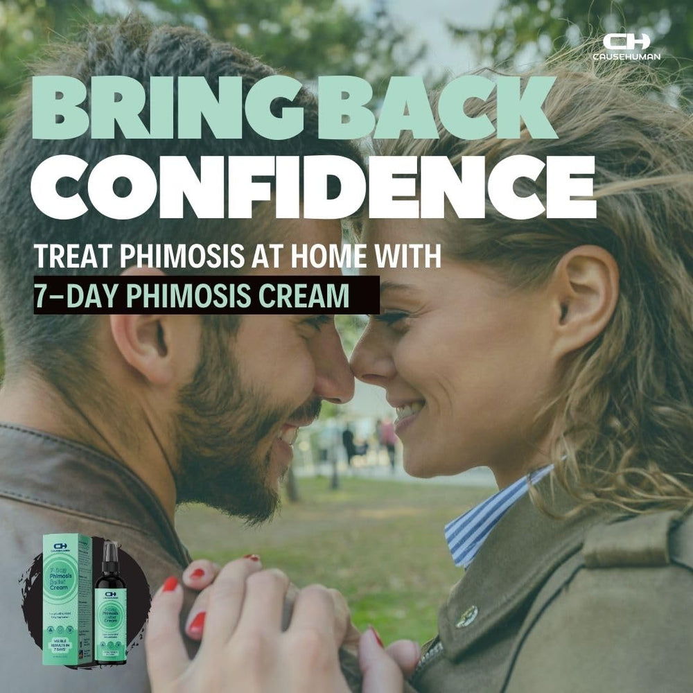 Cause Human 7-Day Phimosis Cream label detail with ingredients and brand trust cues