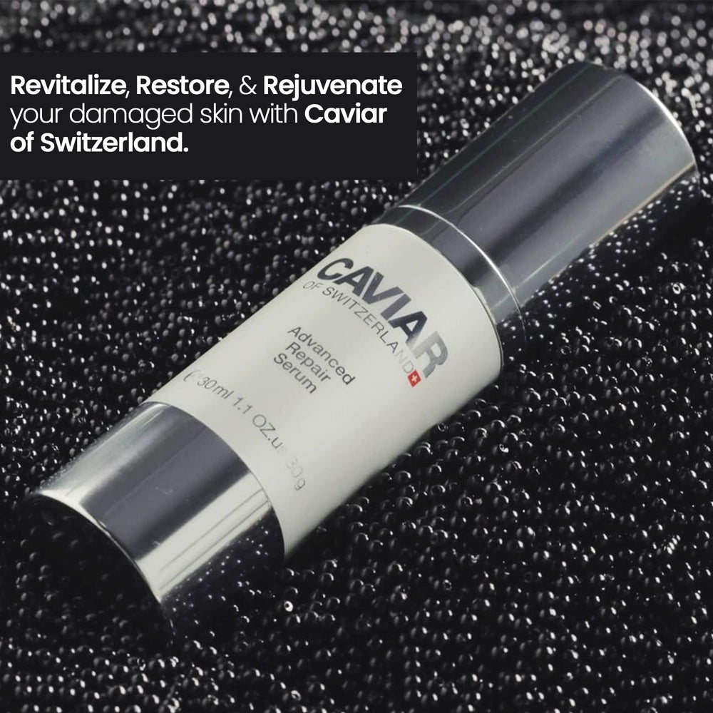 Caviar of Switzerland advanced repair serum texture close-up suggests smoothness
