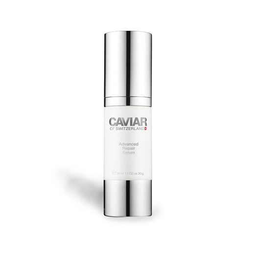 Caviar of Switzerland hydrating extract serum bottle close-up for radiant skin