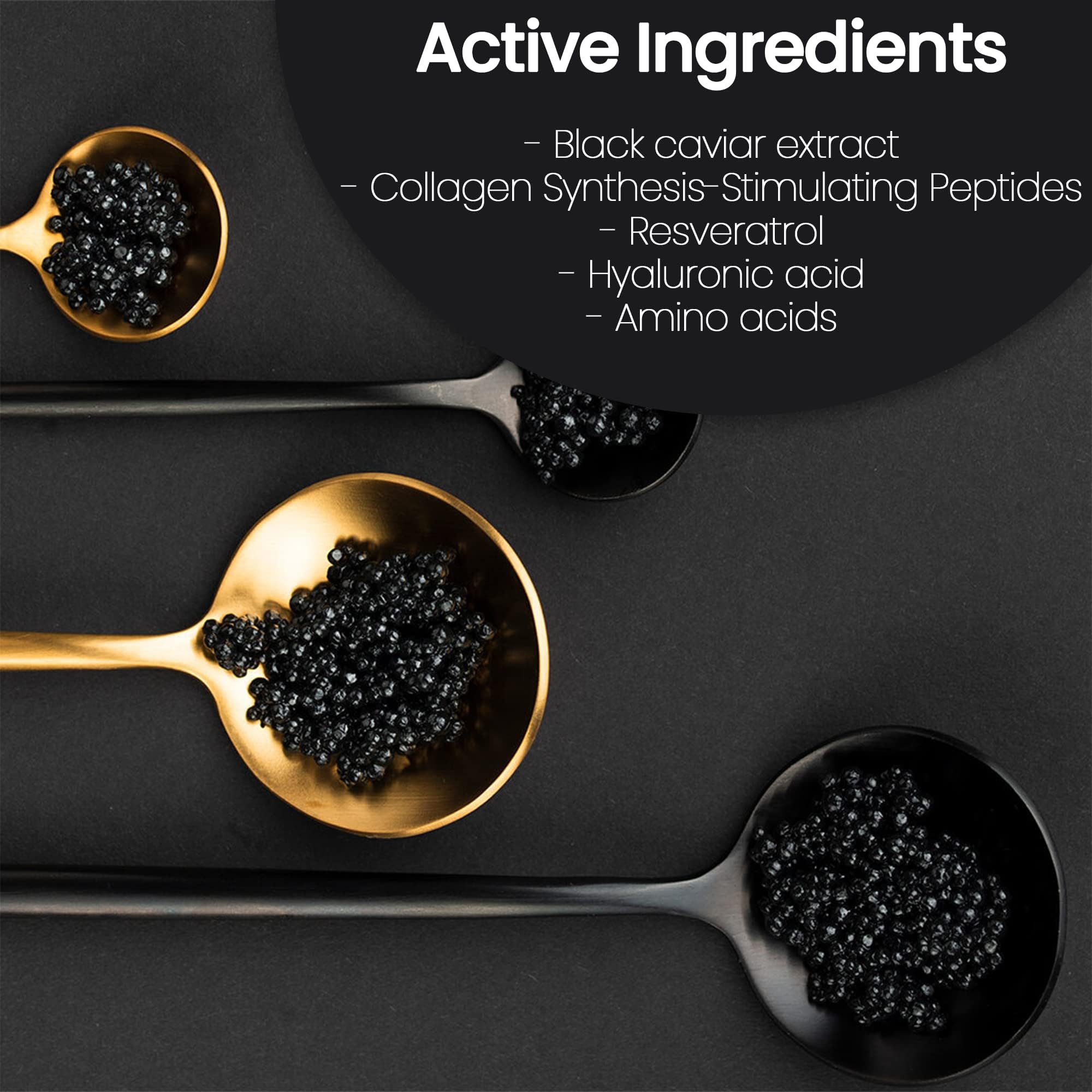 Caviar of Switzerland peptide-rich serum on skin sample hints lift