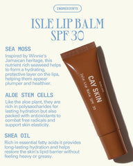 Lip balm close-up showing SPF 30 for UV defense