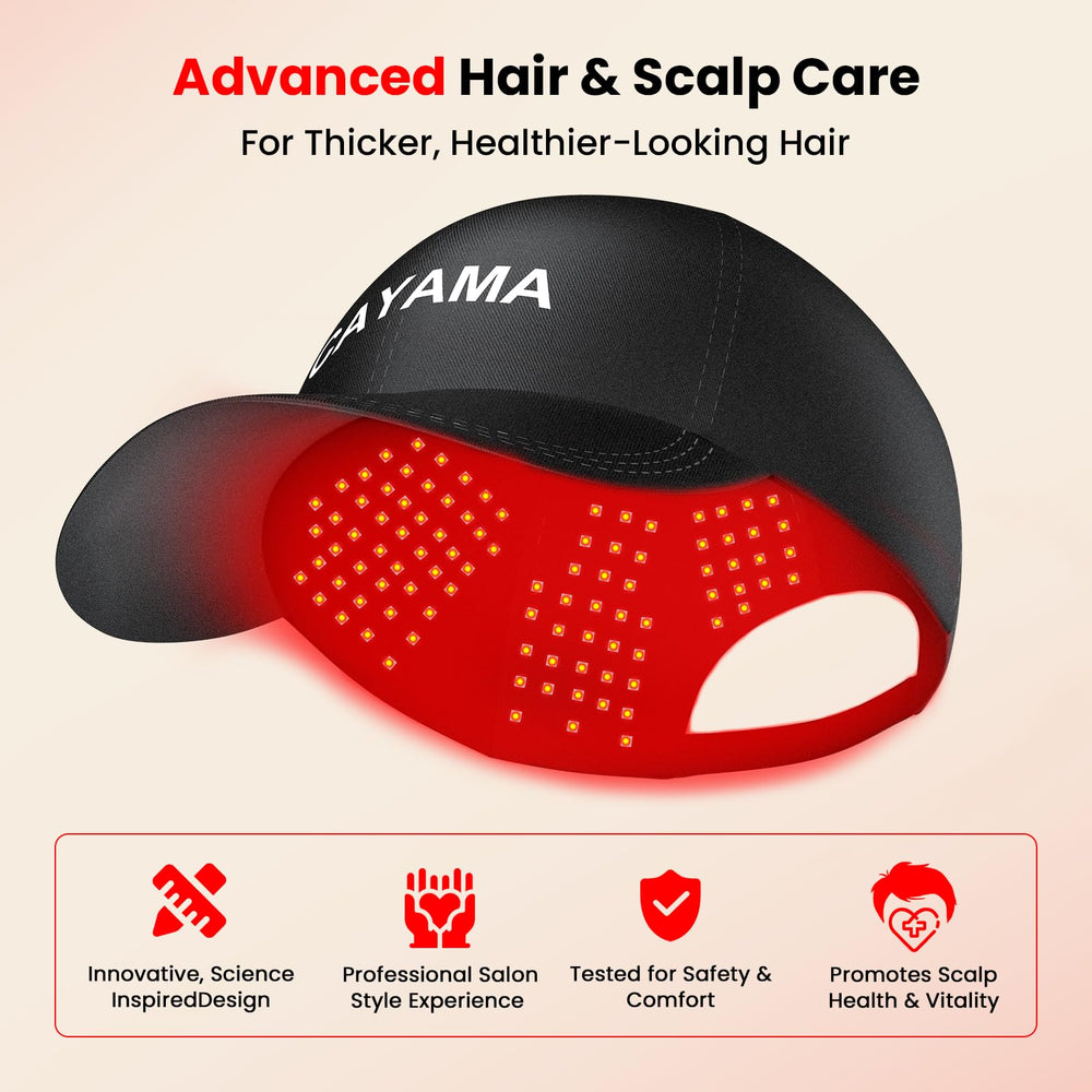 CAYAMA Red Light Hair Growth Cap features adjustable fit for comfortable daily wear.