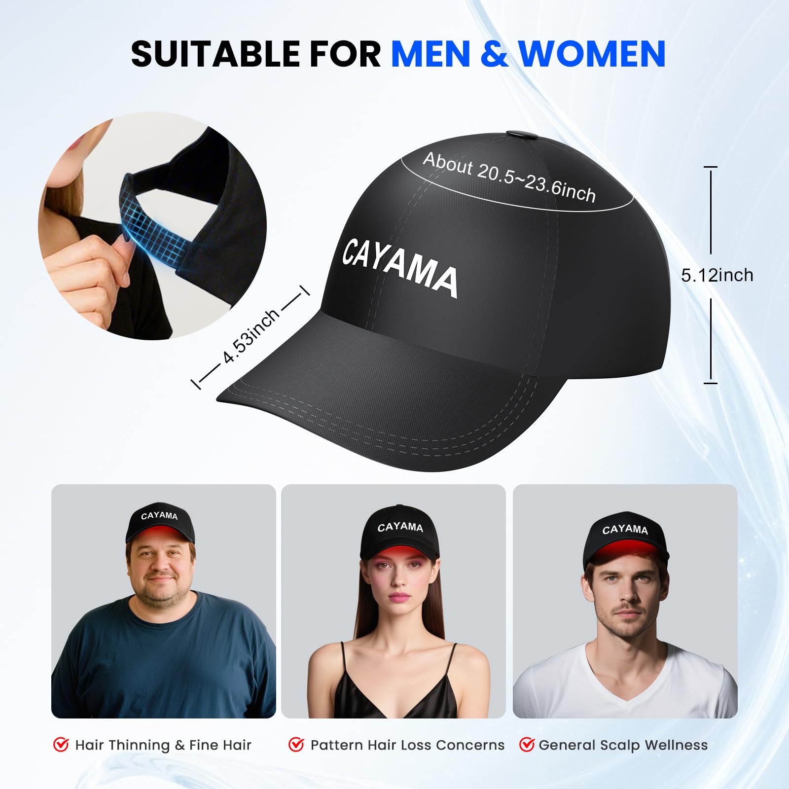 CAYAMA adjustable fit cap comfortable on various head shapes