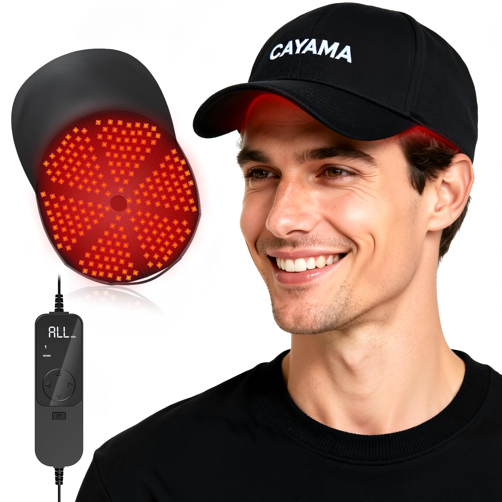 CAYAMA Red Light Hair Growth Cap offers even full-coverage scalp therapy.