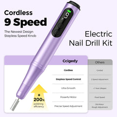 Ccigedy Electric Nail Drill Kit cordless design for travel and quiet operation