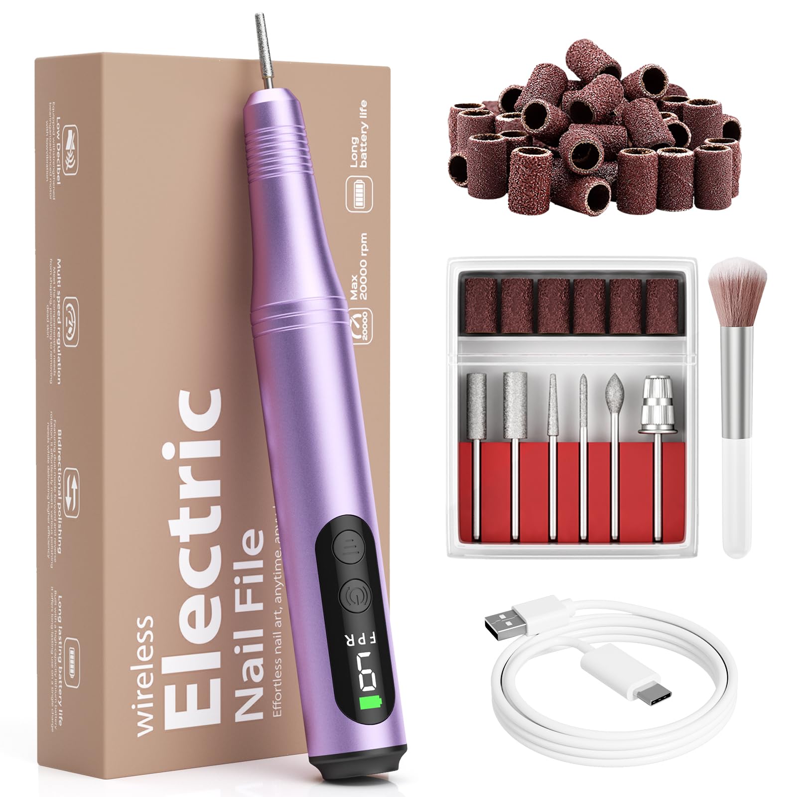 Ccigedy Electric Nail Drill Kit front view for at-home use